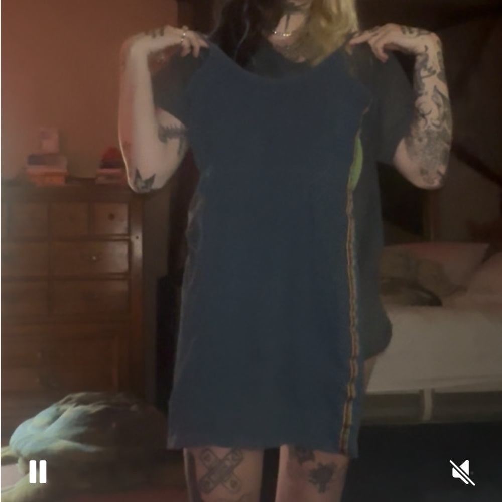 Obey Blue Short Sleeve Mini Dress